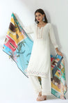 MALANG-Cream Three Piece Suit Set With Printed Dupatta