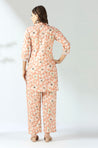 Peach Floral Hakoba Co-ord Set