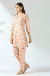 Peach Floral Hakoba Co-ord Set