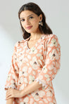 Peach Floral Hakoba Co-ord Set