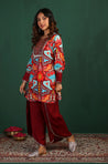 MASAKALI - Printed Maroon Kurta With Wrap Pant