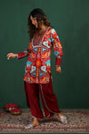 MASAKALI - Printed Maroon Kurta With Wrap Pant