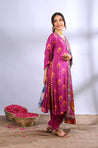 GEET -Midnight Purple Three Piece Suit Set With Printed Dupatta