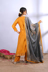 ROOH- Mustard Three Piece Suit Set With Contrast Dupatta