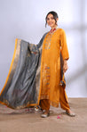 ROOH- Mustard Three Piece Suit Set With Contrast Dupatta