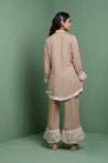 ZAHA - Pastel Brown Embroidered Two Piece Set