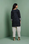 MASTANEY - Cotton Black & White Short Kurta With Pleated Pant