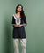 MASTANEY - Cotton Black & White Short Kurta With Pleated Pant