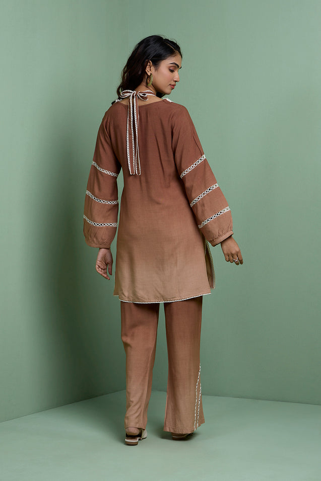 LEHER - Brown Ombre Two Piece Set