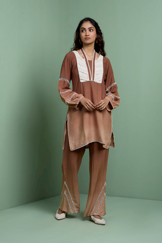 LEHER - Brown Ombre Two Piece Set