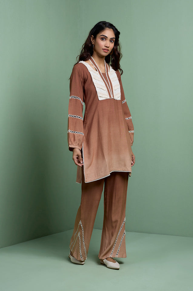 LEHER - Brown Ombre Two Piece Set