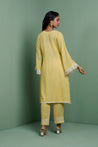 ZAHA - Pastel Yellow Embroidered Two Piece Set