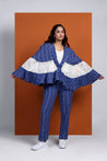 DHUNKI - Denim Look Ruffle Jacket With Inner And Pants