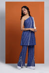 DHUNKI - Denim Look  One Shoulder Two Piece Set