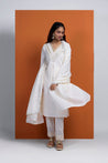HOOR - V-Neck Lace Patched Long Kurta With Pants