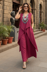 Rozana - Beetroot Pink long Gown With Jacket