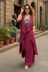 Rozana - Beetroot Pink long Gown With Jacket