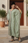 NOOR by ISHNYA - Green Kaftan Set with Embroidered Pants