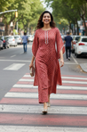 Rust Bandhani Print Two Piece Set