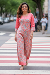 ALLOY- Pink Floral Jumpsuit With Side Patch Pocket.