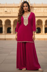 FITOOR - Magenta Short Kurta With Cowl Pant