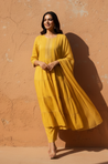 ROOH- Yellow Anarkali Three piece set with Dupatta