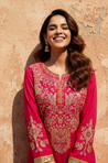 NAZM- Embroidered Hot Pink  Ethnic Dress