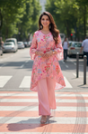Cherry Blossom Pink Floral Printed Two Piece Set