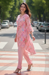Cherry Blossom Pink Floral Printed Two Piece Set