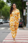 Honey Yellow chevron Printed Two Piece Set