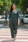 Dark Green Printed Two Piece Set