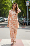 Peach Floral Hakoba Co-ord Set