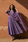 ROOH- Lavender Anarkali Three piece set with Dupatta