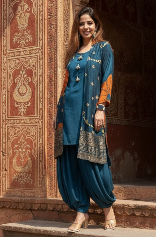 MEHER-  Navy Blue Jacket with Inner and Goro  Pant