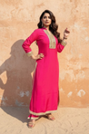 FITOOR- Hot Pink Two Piece Long Kurta Set