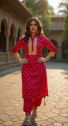PHULJARI- Red Festive Jacquard Pathani Set