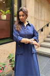 REZAAR- Navy Blue Button Detail Shirt Dress
