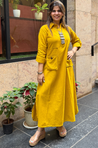 REZAAR- Mustard Yellow Shirt Style Pocket Dress