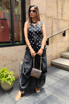 Rozana - Black and White Polka Drape Skirt Set