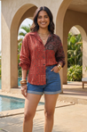 AURA-Red and Brown Printed Shirt