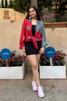 AURA-Red and Blue Lotus Printed Shirt