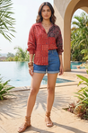 AURA-Red and Brown Printed Shirt