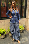Rozana -Indigo Lotus Drape Skirt Set