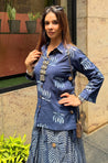 Rozana -Indigo Lotus Drape Skirt Set