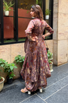 Rozana- Earthy Brown Cotton Elegant Fusion Drape Dress