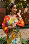 RIWAAYAT REBEL- Folk Inspired Orange Printed Straight Kurta Set With Pants
