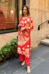 RIWAAYAT REBEL- Folk Art Inspired Red Printed Straight Kurta Set With Pants