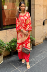 RIWAAYAT REBEL- Folk Art Inspired Red Printed Straight Kurta Set With Pants