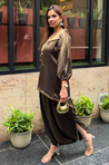 Festive Luxe- Bottle Green Top with Skirt Set