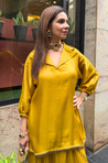 Festive Luxe- MustardYellow Top with Dhoti Skirt Set